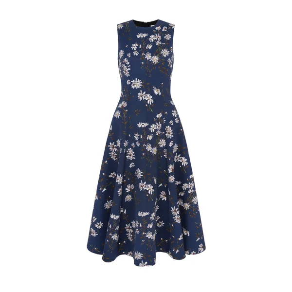 Emilia Wickstead Mara Dress in Midnight Magnolia Taffeta Faille