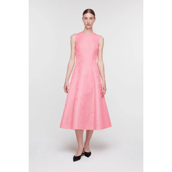 Emilia Wickstead Mara Dress in Pink Moire Mikado, view 5