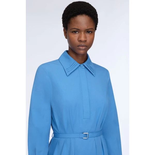 Emilia Wickstead Marione Dress in Blue Cotton Poplin, view 2