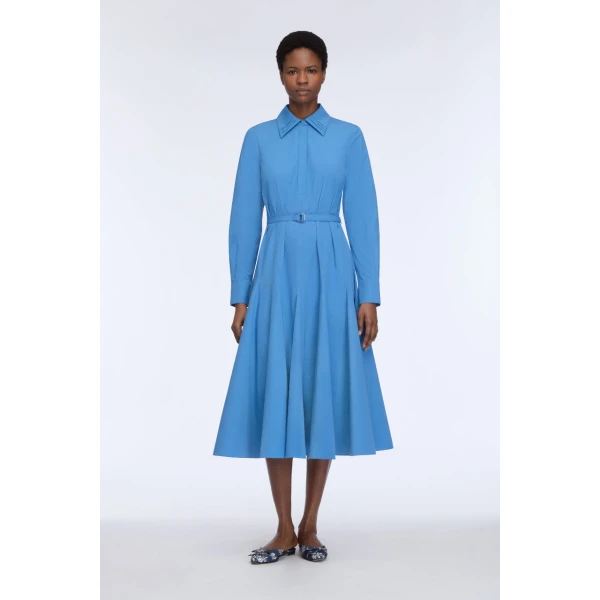 Emilia Wickstead Marione Dress in Blue Cotton Poplin, view 6