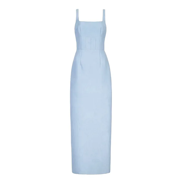 Emilia Wickstead Megara Dress in Icy Blue Embossed Cloque