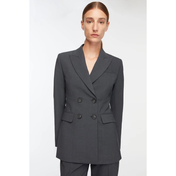 Emilia Wickstead Meredith Jacket in Charcoal Summer Wool, view 2