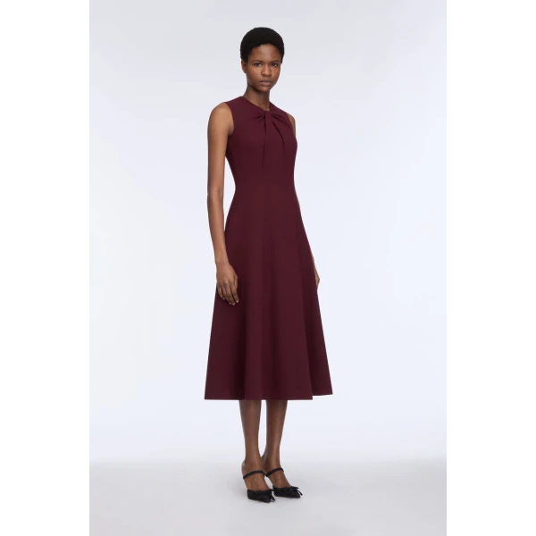 Emilia Wickstead Meryl Dress in Plum Single Wool Crepe, view 3