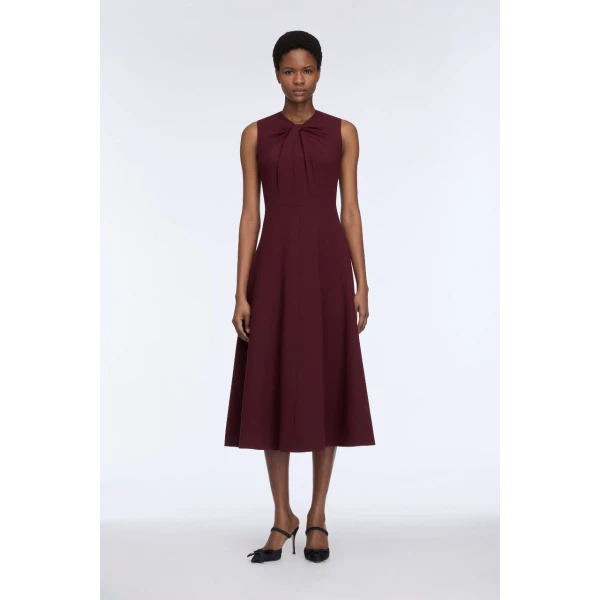 Emilia Wickstead Meryl Dress in Plum Single Wool Crepe, view 6