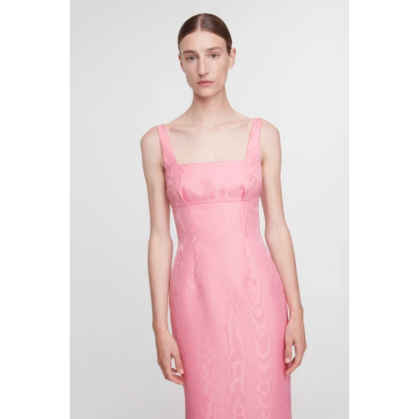 Emilia Wickstead Micheline Dress in Pink Moire Mikado, view 2