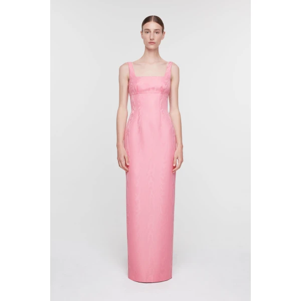 Emilia Wickstead Micheline Dress in Pink Moire Mikado, view 5