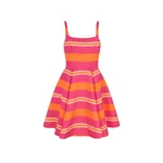 Emilia Wickstead Mini Mona Dress in Hot Pink & Orange Striped Taffeta Faille