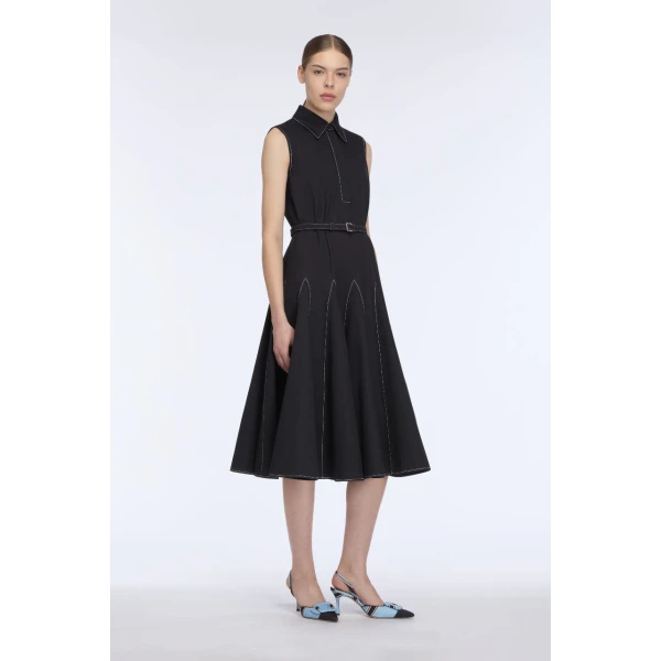 Emilia Wickstead Monique Dress in Black Denim, view 3