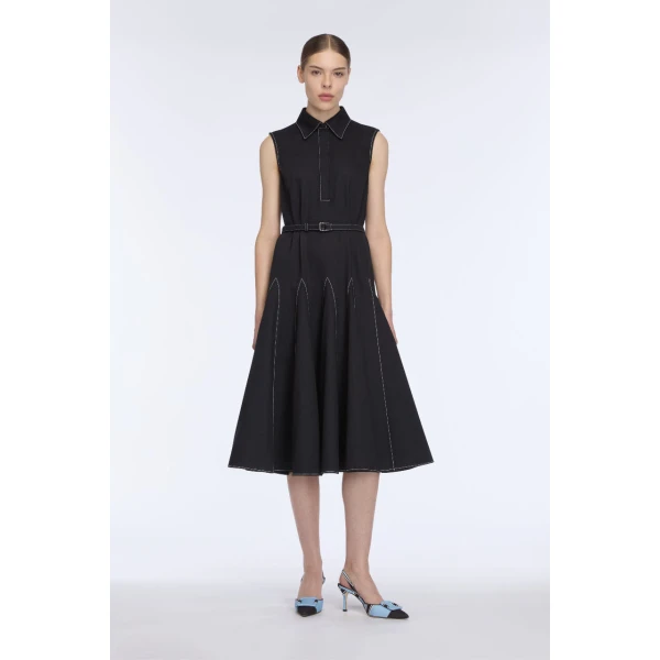 Emilia Wickstead Monique Dress in Black Denim, view 6
