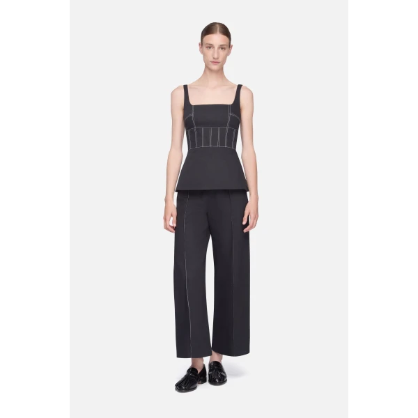 Emilia Wickstead Narran Top in Black Denim, view 6