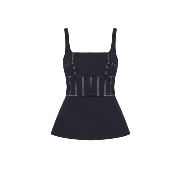 Emilia Wickstead Narran Top in Black Denim