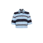 Emilia Wickstead Natalie Top in Blue & Black Striped Taffeta Faille