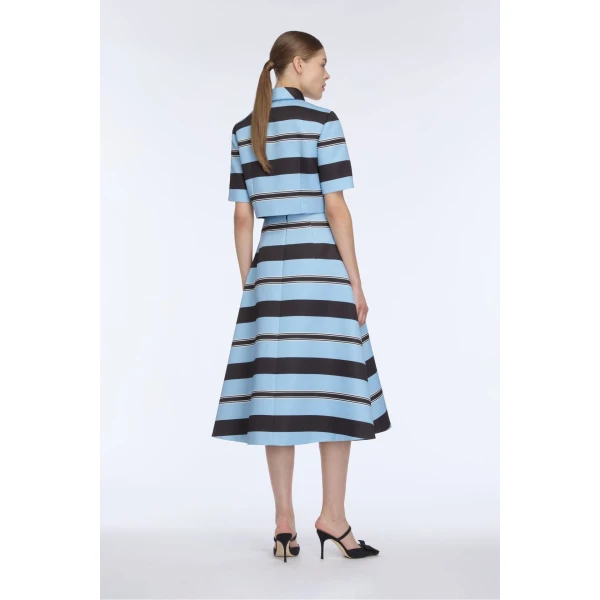 Emilia Wickstead Natalie Top in Blue & Black Striped Taffeta Faille, view 5