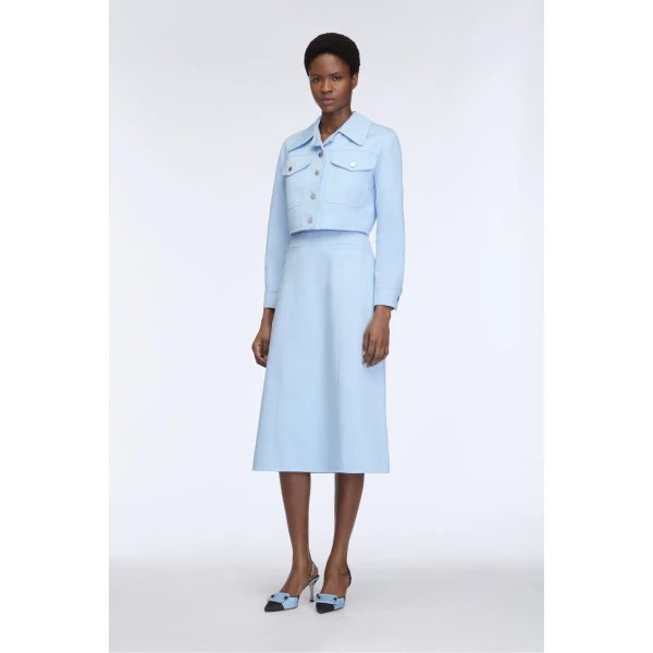 Emilia Wickstead Nics Jacket in Icy Blue Denim, view 2