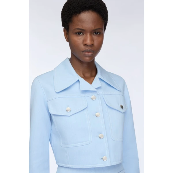 Emilia Wickstead Nics Jacket in Icy Blue Denim, view 4