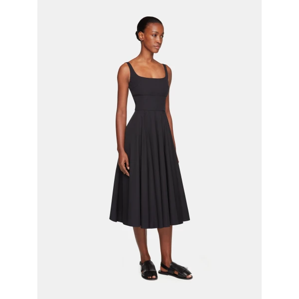 Emilia Wickstead Nikush Dress in Black Cotton Poplin, view 4