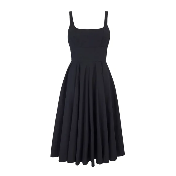 Emilia Wickstead Nikush Dress in Black Cotton Poplin