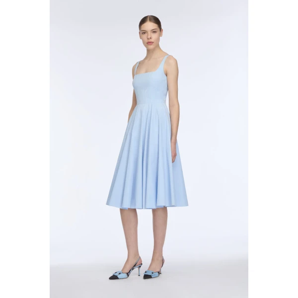 Emilia Wickstead Nikush Dress in Icy Blue Denim, view 2