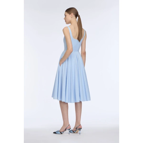 Emilia Wickstead Nikush Dress in Icy Blue Denim, view 5