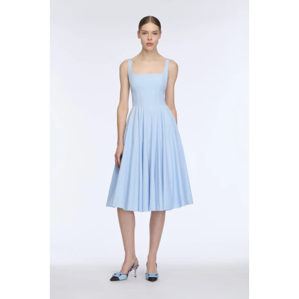 Emilia Wickstead Nikush Dress in Icy Blue Denim, view 6