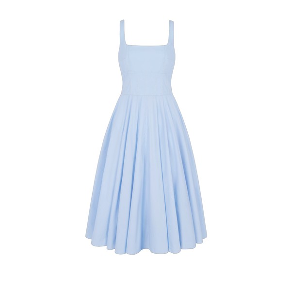 Emilia Wickstead Nikush Dress in Icy Blue Denim