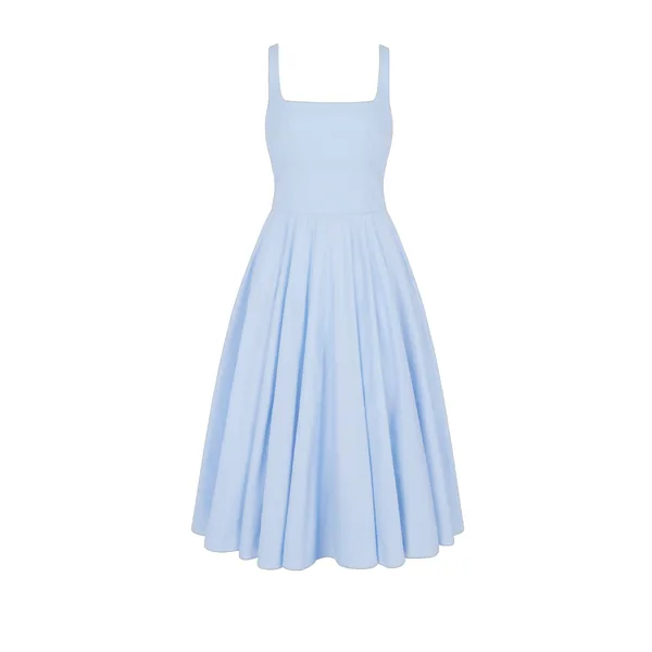 Emilia Wickstead Nikush Dress in Icy Blue Denim