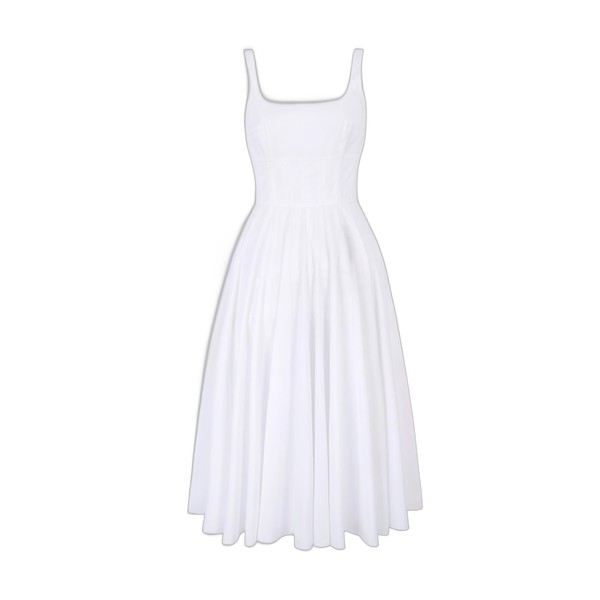 Emilia Wickstead Nikush Dress in White Cotton Poplin