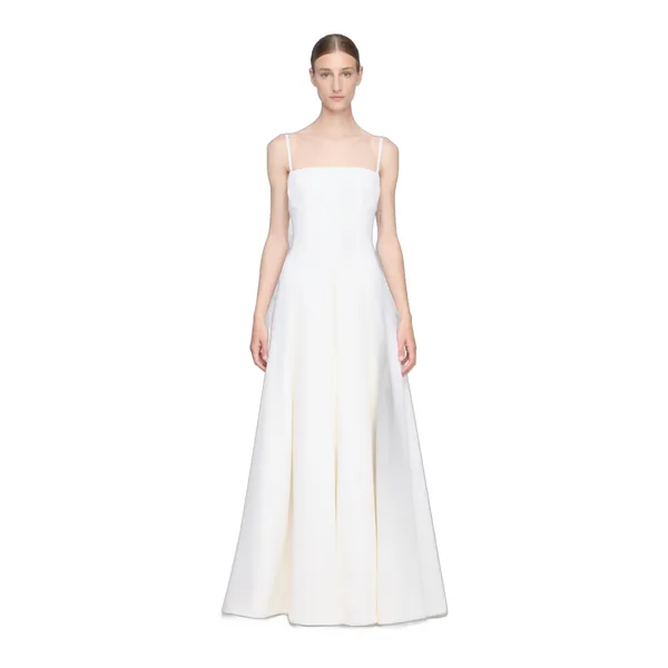 Emilia Wickstead Oceana Dress in Ivory Single Wool Crepe