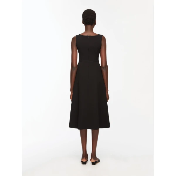 Emilia Wickstead Petra Dress in Black Single Wool Crepe, view 4