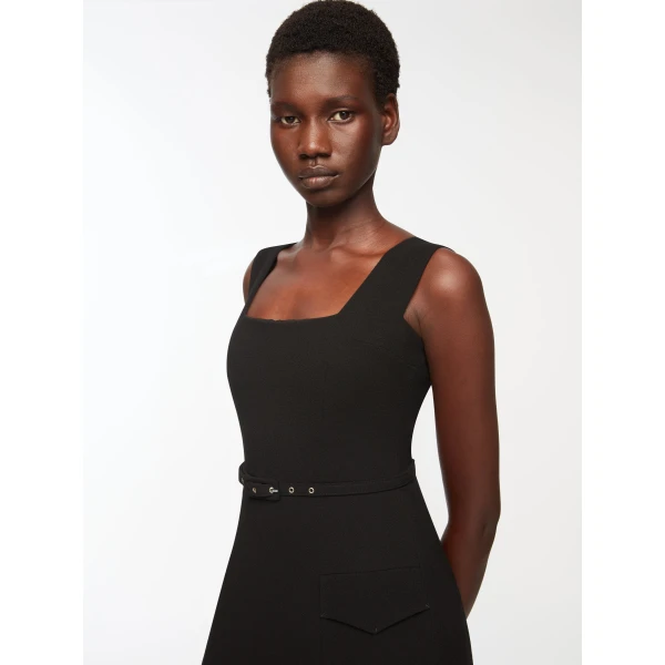 Emilia Wickstead Petra Dress in Black Single Wool Crepe, view 5