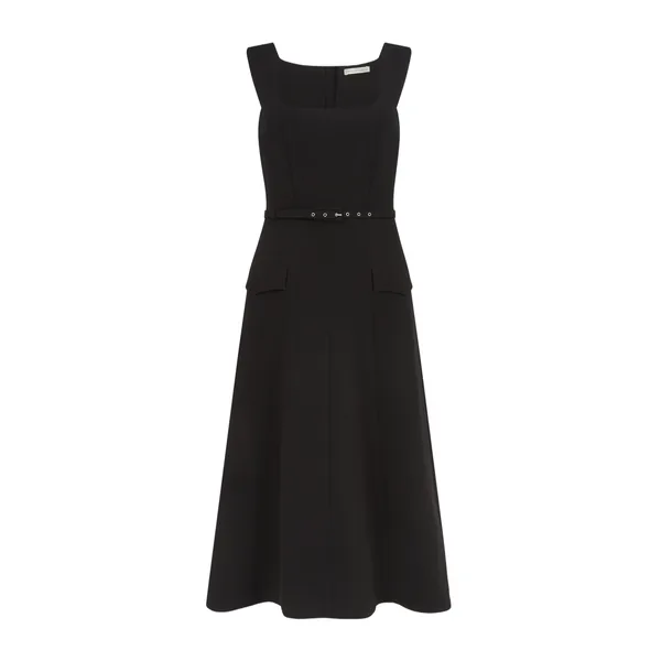 Emilia Wickstead Petra Dress in Black Single Wool Crepe