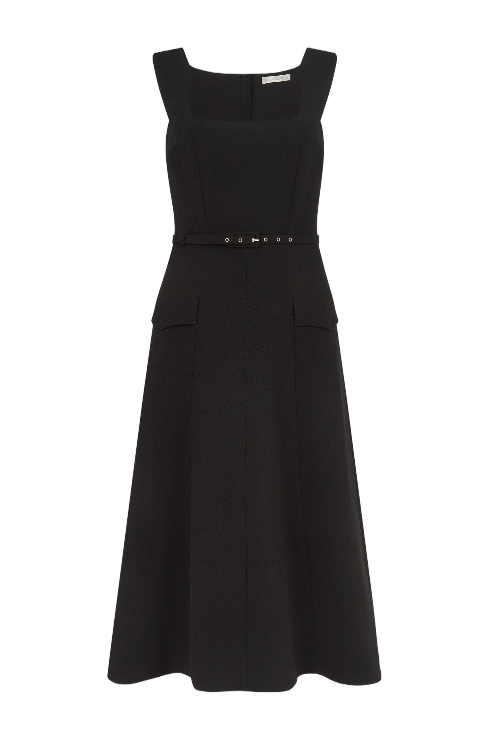 Emilia Wickstead Petra Dress in Black Single Wool Crepe