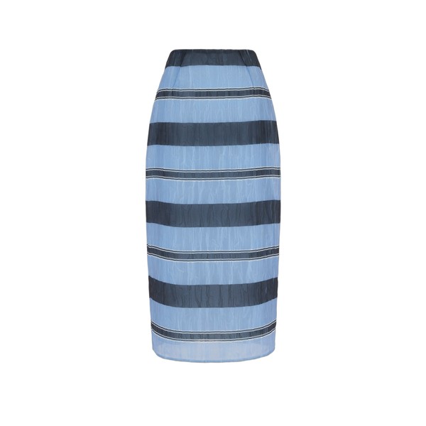 Emilia Wickstead Priya Skirt in Blue & Black Textured Organza