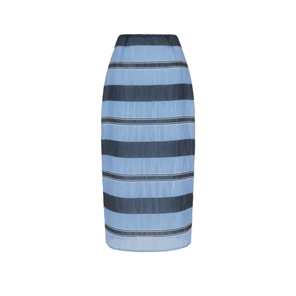 Emilia Wickstead Priya Skirt in Blue & Black Textured Organza