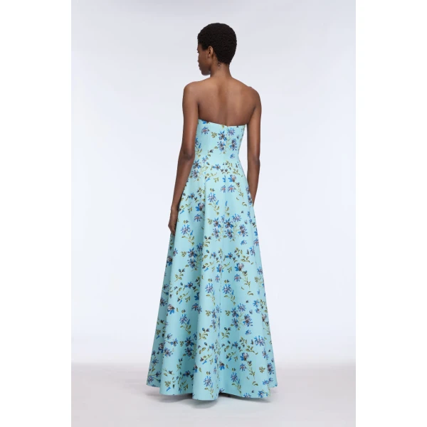 Emilia Wickstead Ragna Dress in Blue Magnolia Taffeta Faille, view 5