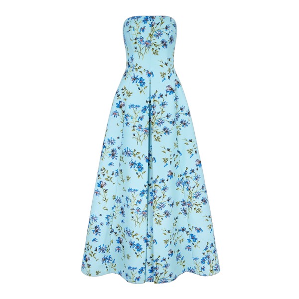 Emilia Wickstead Ragna Dress in Blue Magnolia Taffeta Faille