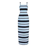 Emilia Wickstead Regina Dress in Blue & Black Striped Taffeta Faille