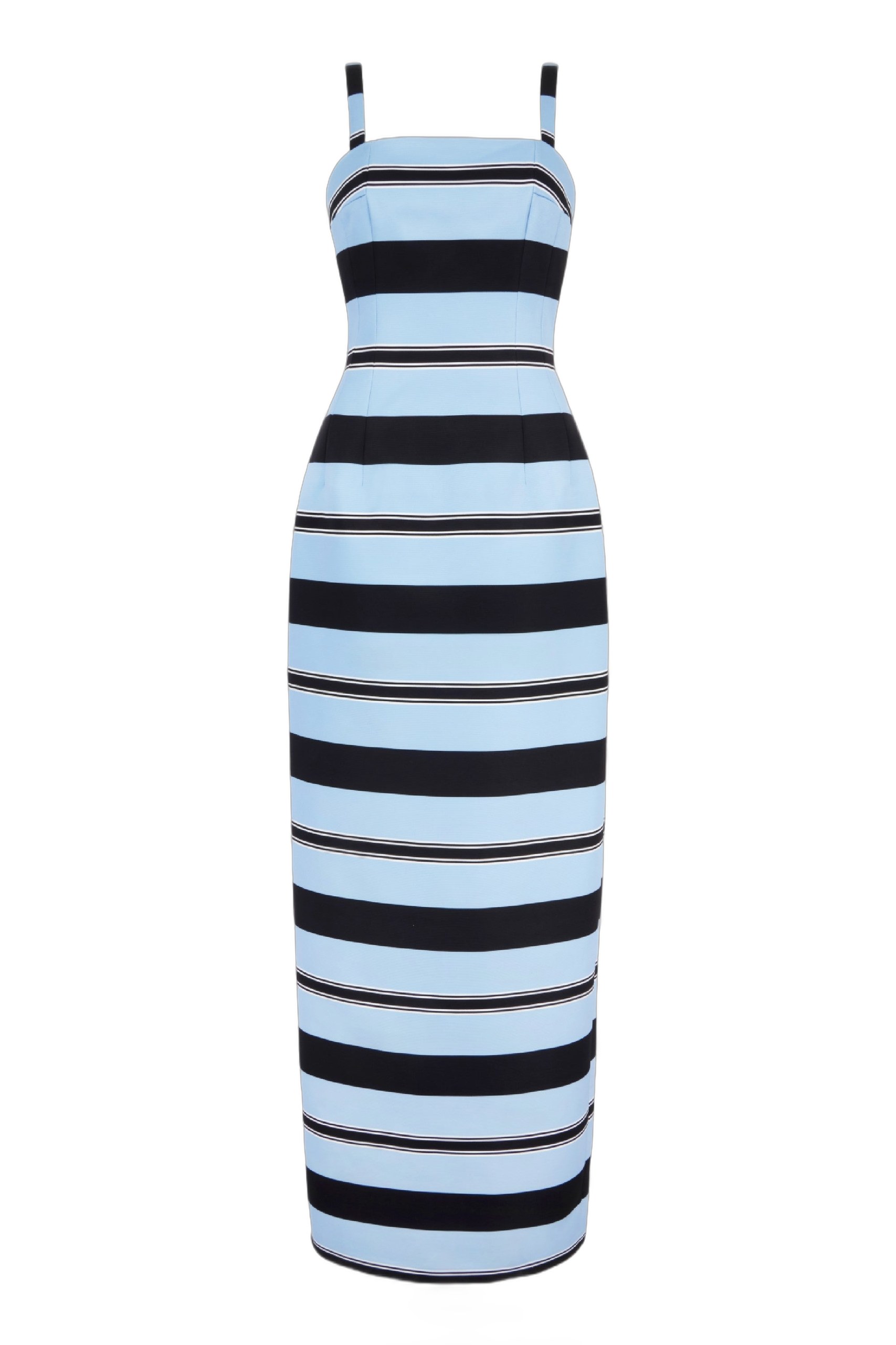 Emilia Wickstead Regina Dress in Blue & Black Striped Taffeta Faille
