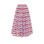 Emilia Wickstead Rhea Skirt in Blue & Red Striped Cotton Poplin