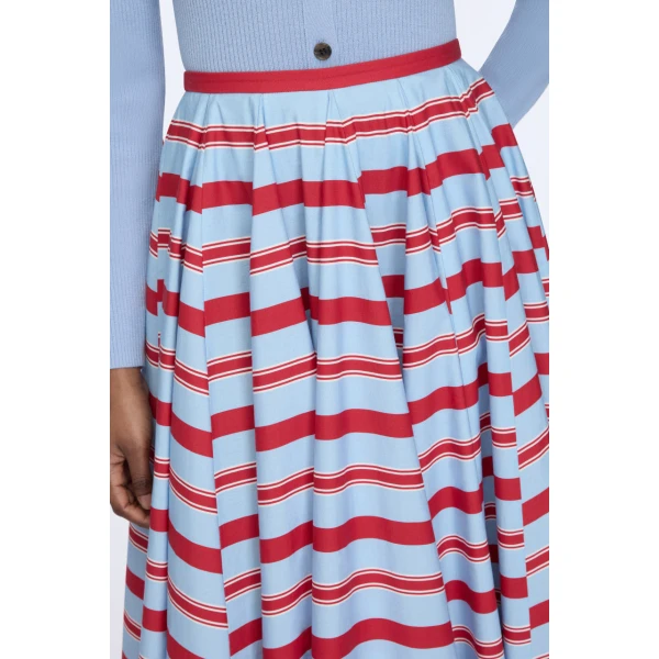 Emilia Wickstead Rhea Skirt in Blue & Red Striped Cotton Poplin, view 4