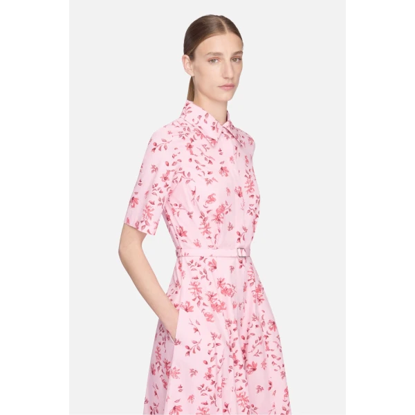 Emilia Wickstead Rubie Dress in Scattered Daisies on Pink Cotton, view 2