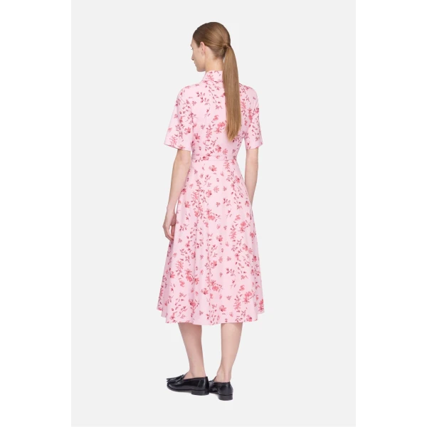 Emilia Wickstead Rubie Dress in Scattered Daisies on Pink Cotton, view 4