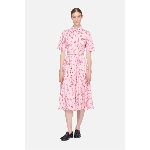 Emilia Wickstead Rubie Dress in Scattered Daisies on Pink Cotton, view 5