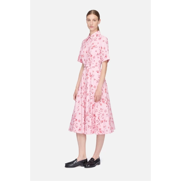 Emilia Wickstead Rubie Dress in Scattered Daisies on Pink Cotton, view 6