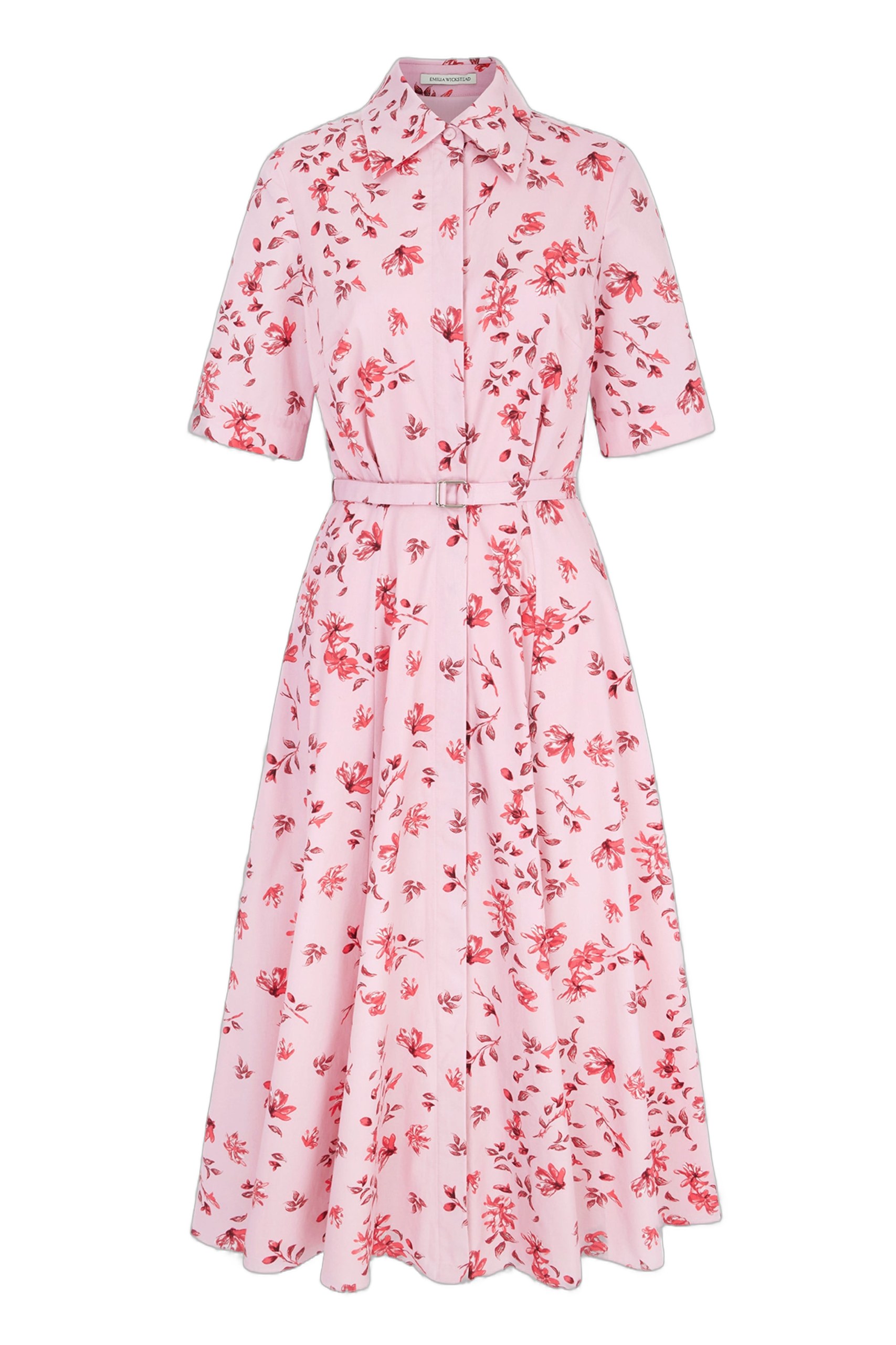 Emilia Wickstead Rubie Dress in Scattered Daisies on Pink Cotton