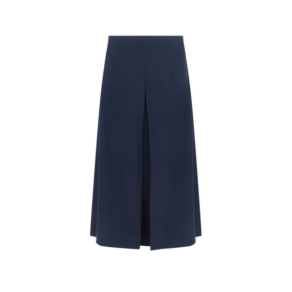 Emilia Wickstead Sato Skirt in Navy Single Wool Crepe