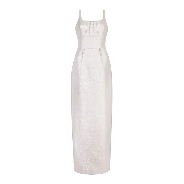 Emilia Wickstead Sharon Dress in Champagne Metallic Cloque