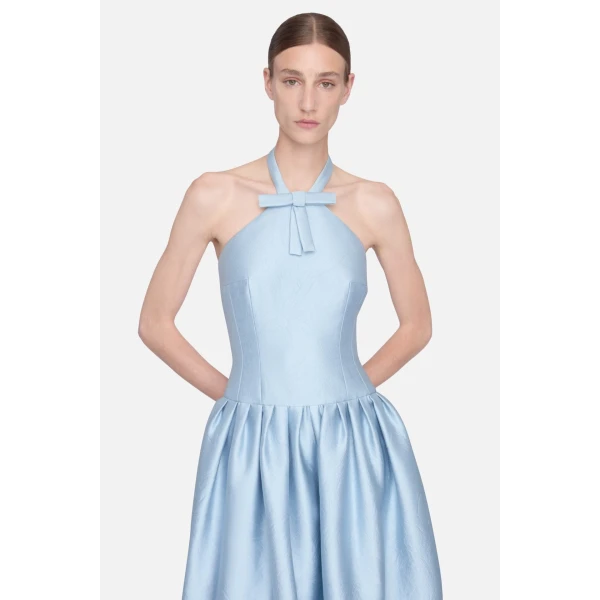 Emilia Wickstead Sweeny Dress in Blue Embossed Cloque, view 4