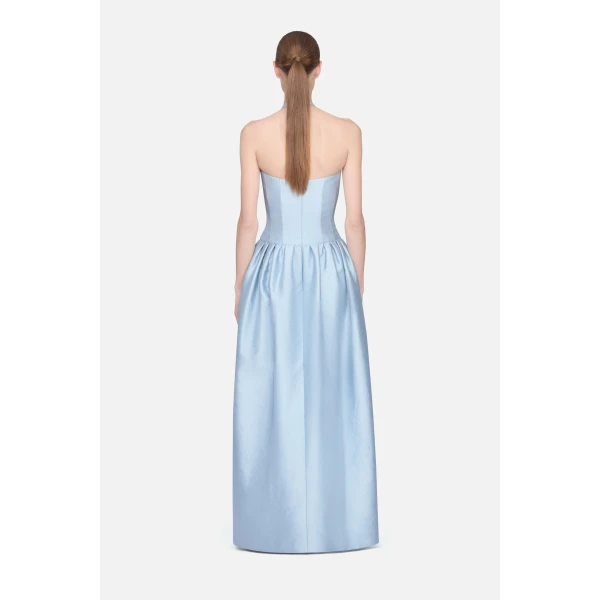 Emilia Wickstead Sweeny Dress in Blue Embossed Cloque, view 5