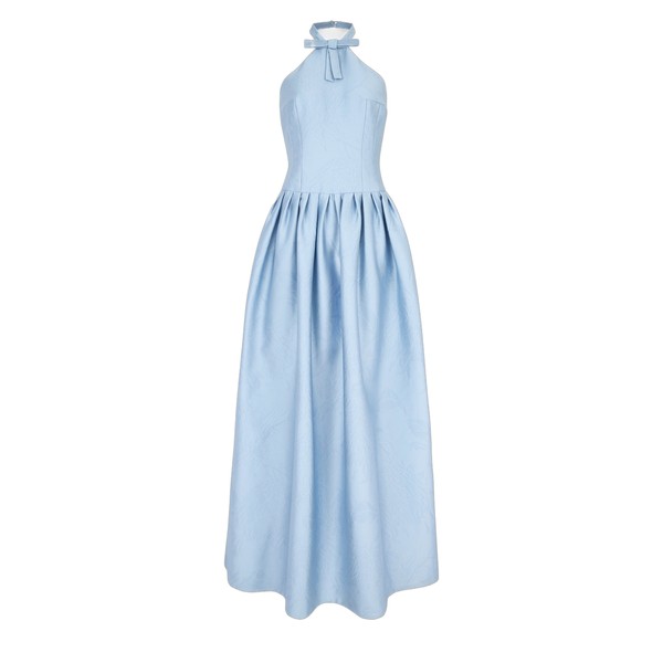Emilia Wickstead Sweeny Dress in Blue Embossed Cloque